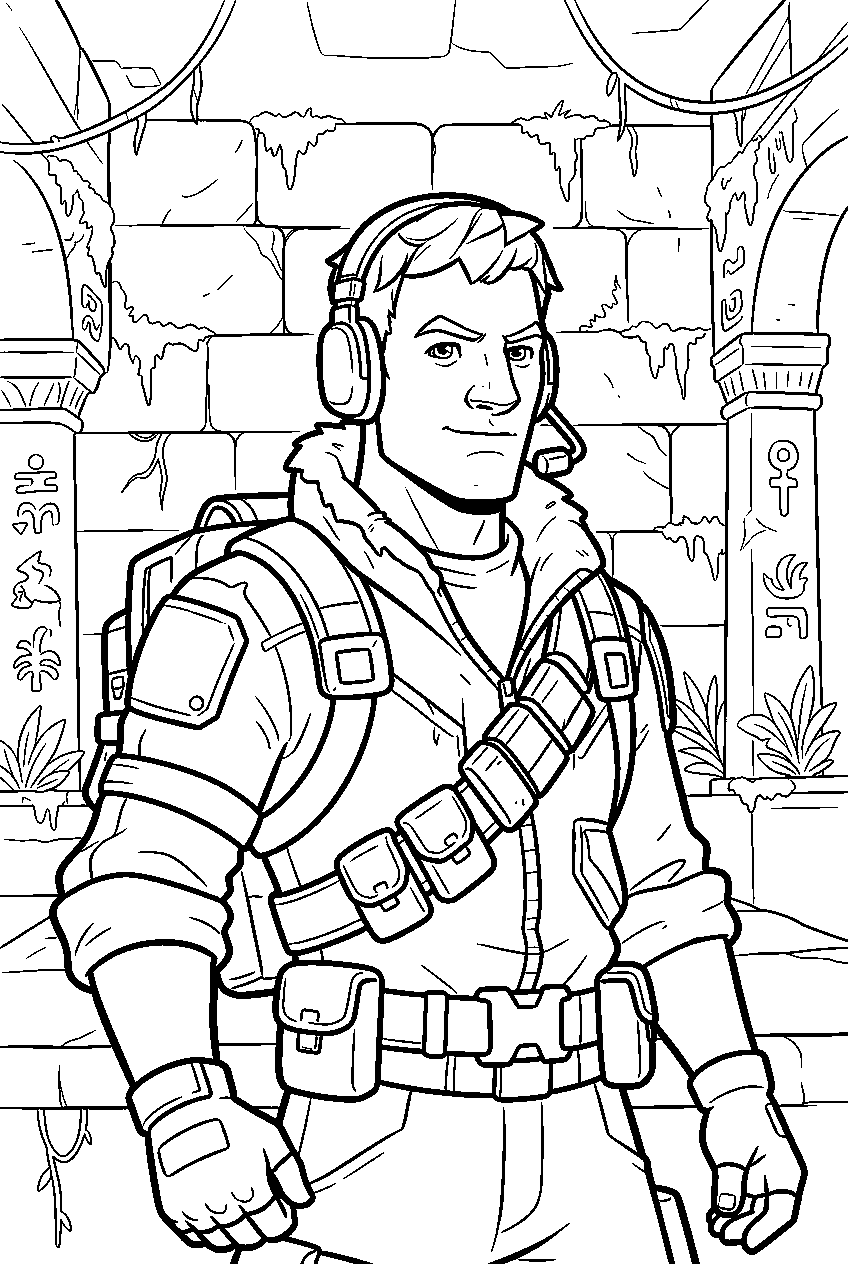 fortnite characters in jungle temple line art