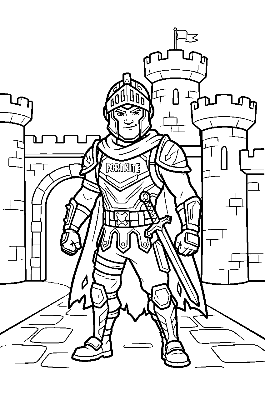 fortnite characters in medieval castle line art