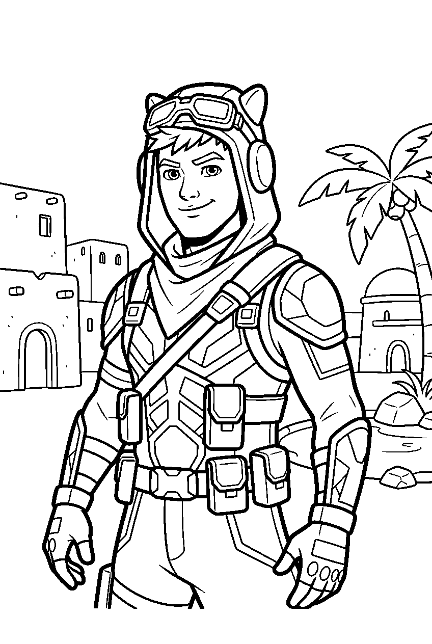 fortnite characters in oasis village line art