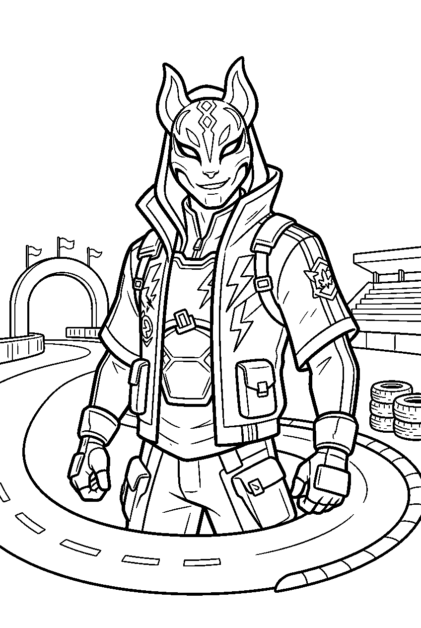 fortnite characters in race track line art