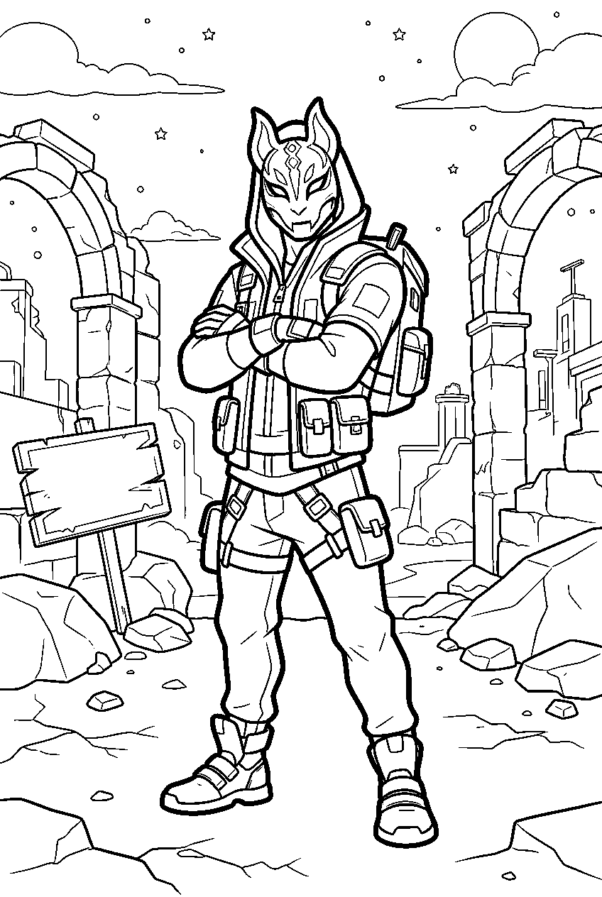 fortnite characters in ruined reels line art