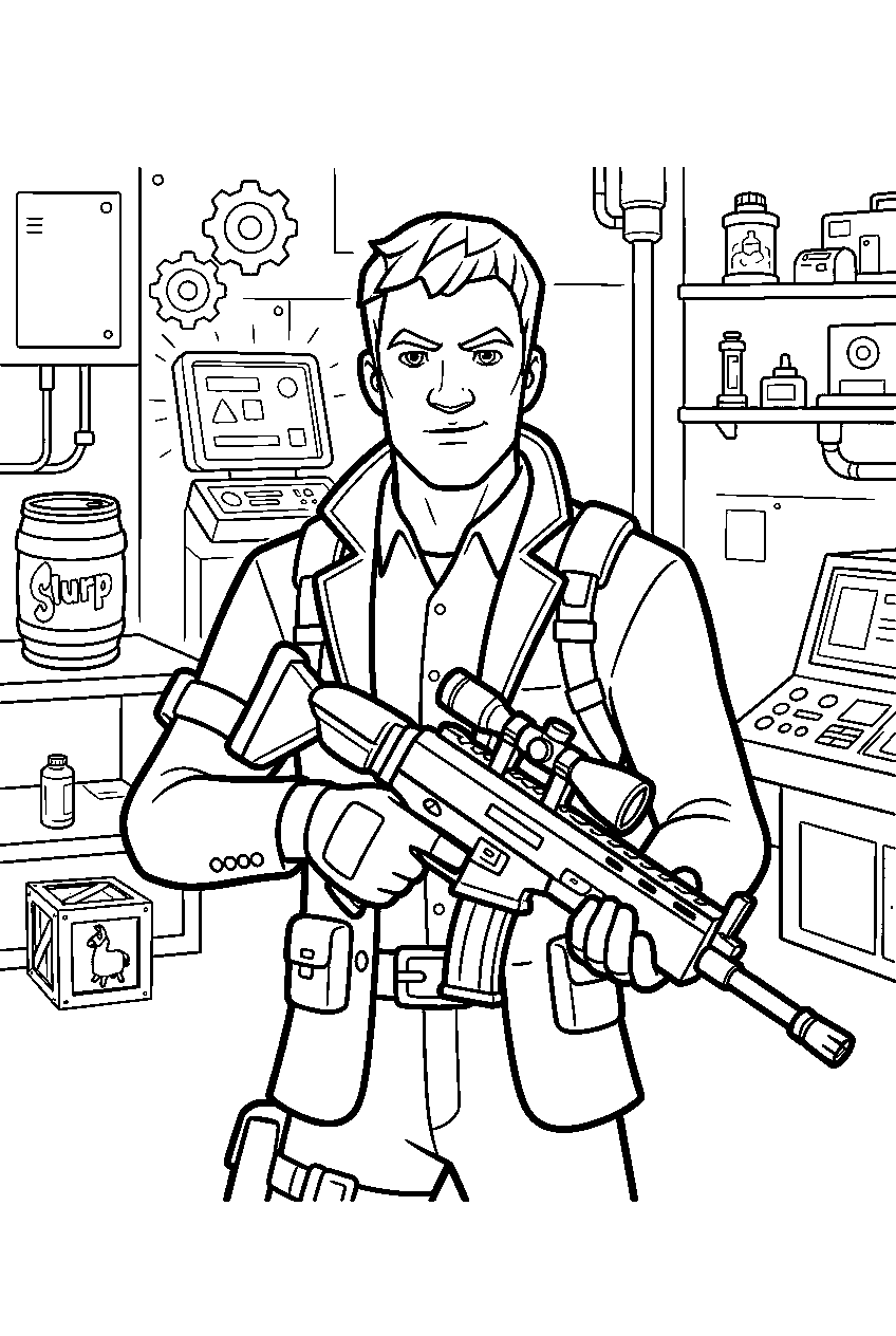 fortnite characters in secret laboratory line art