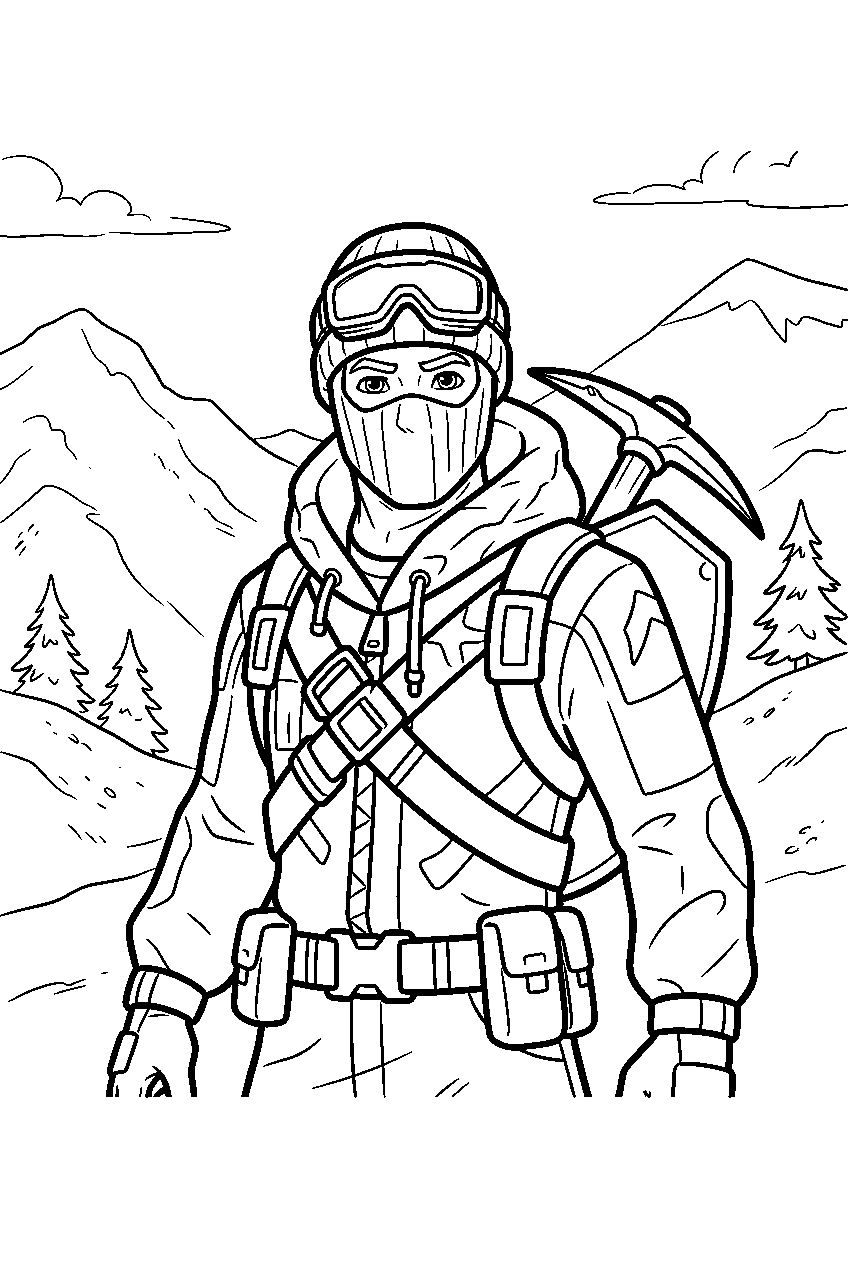 fortnite characters in snowy mountain line art