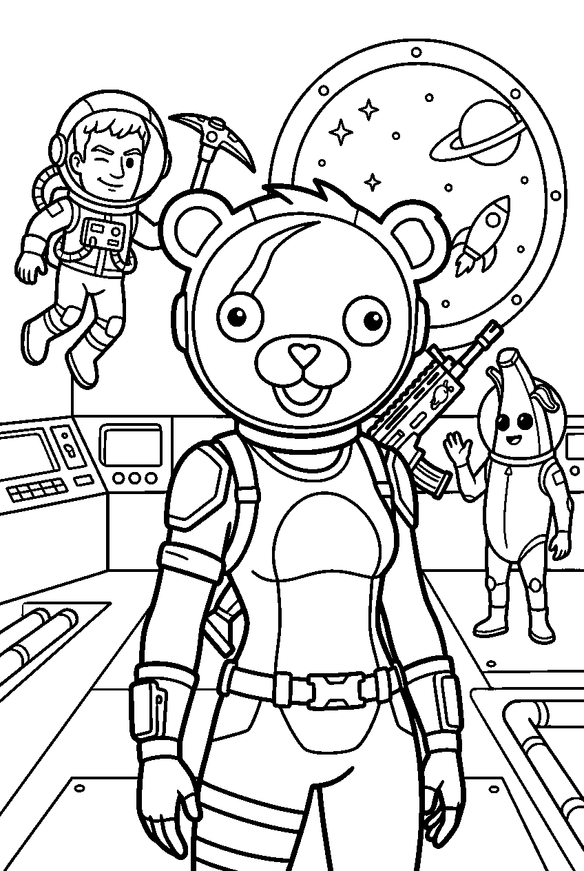 fortnite characters in space station line art