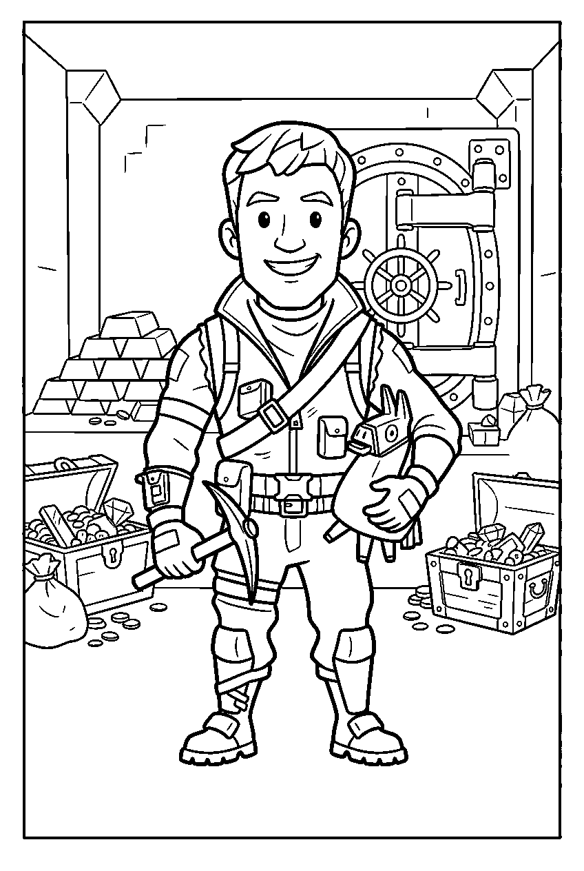 fortnite characters in treasure vault line art