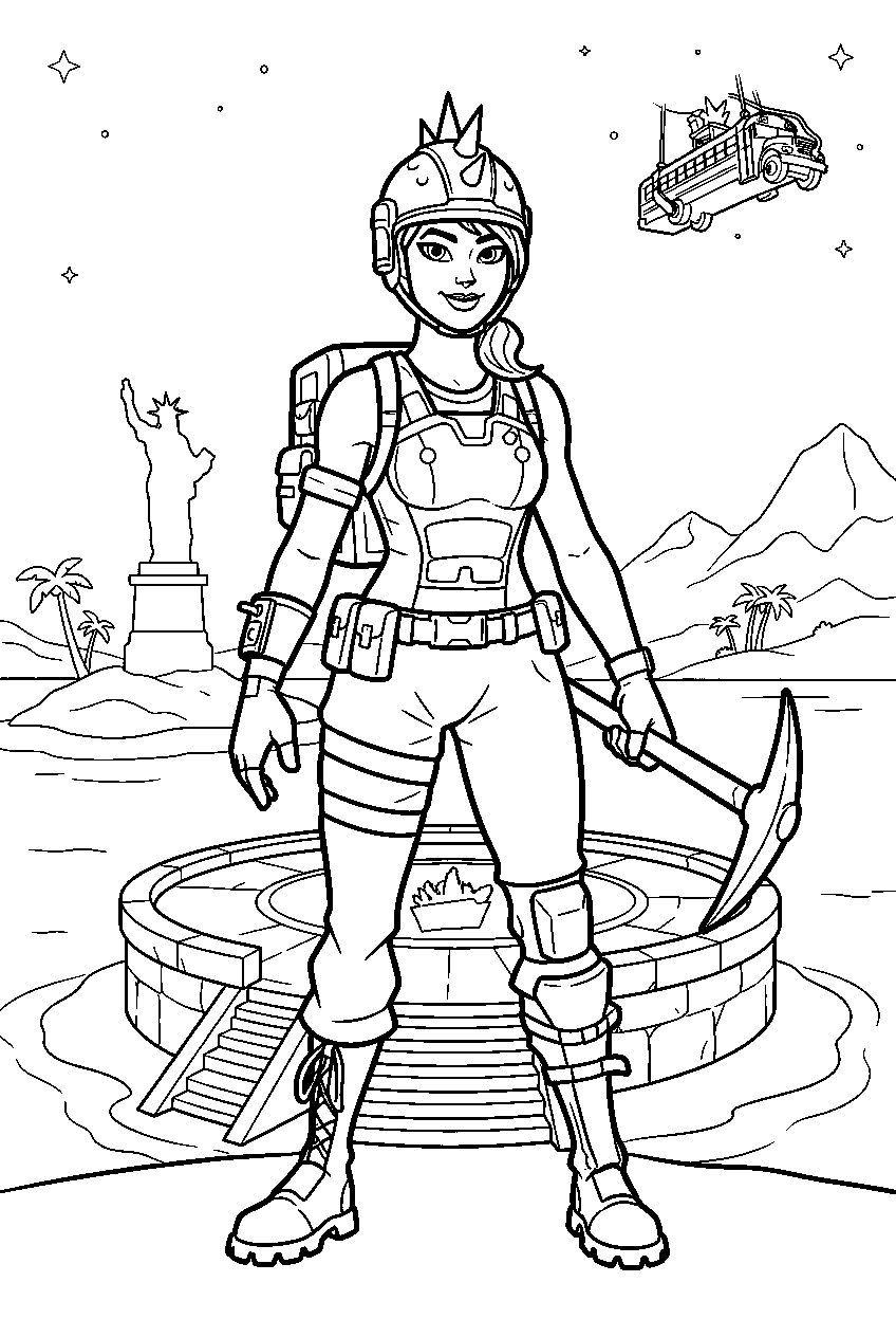 fortnite characters in victory island line art