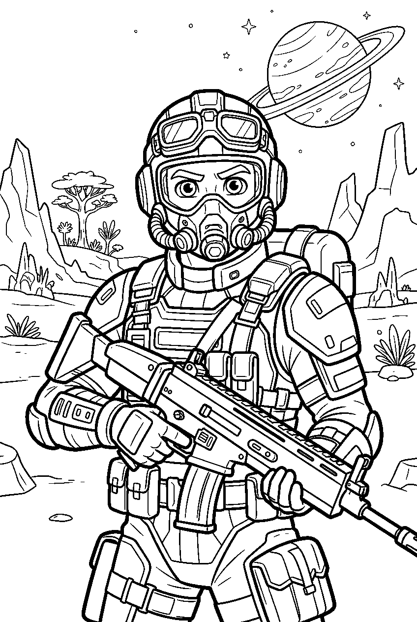 fortnite characters on alien planet line art