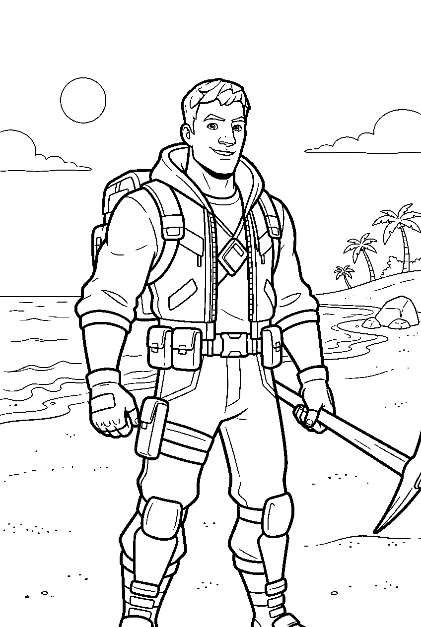 fortnite characters on sandy beach line art
