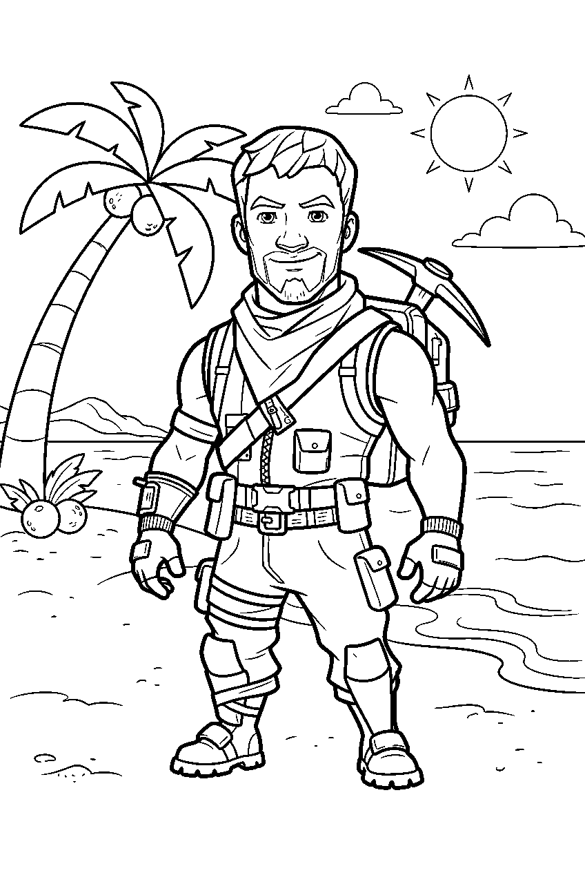 fortnite characters on tropical island line art