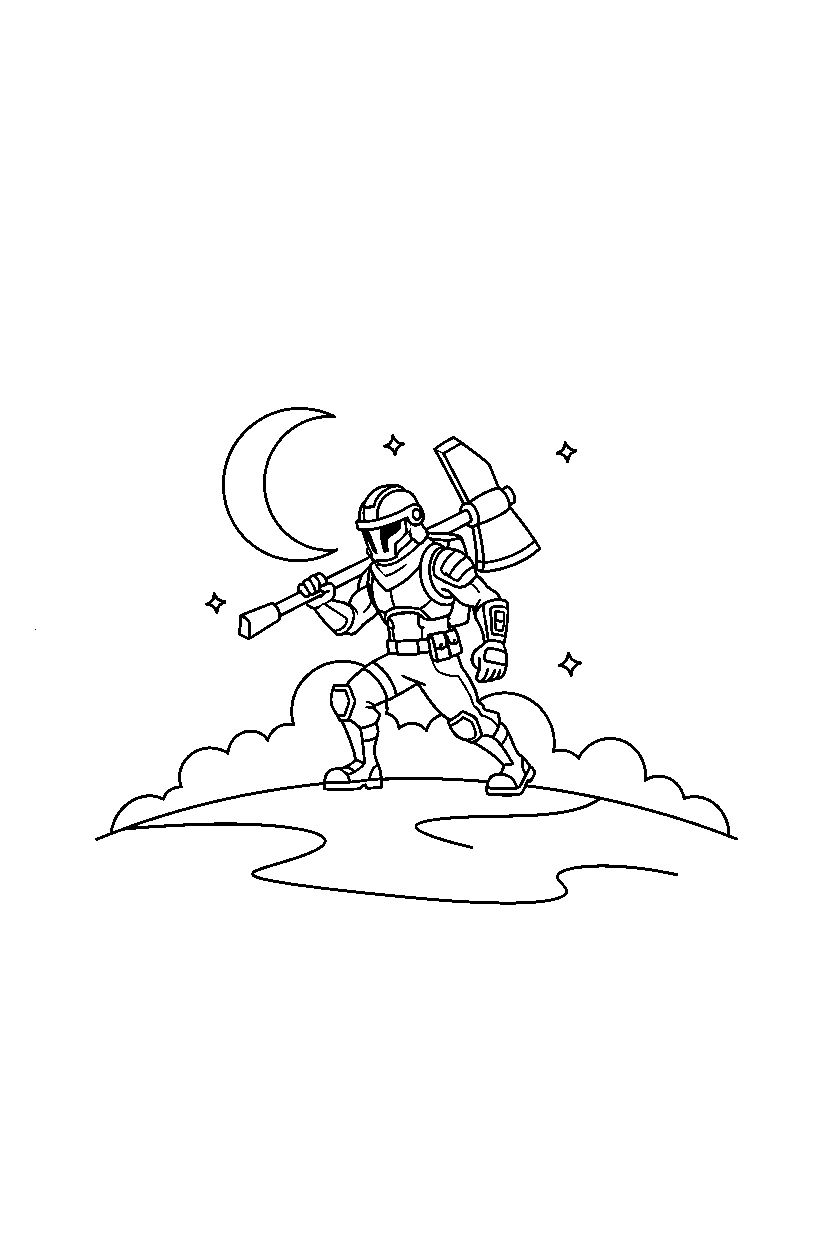 fortnite heroic adventurer walking on a sandy hill line art