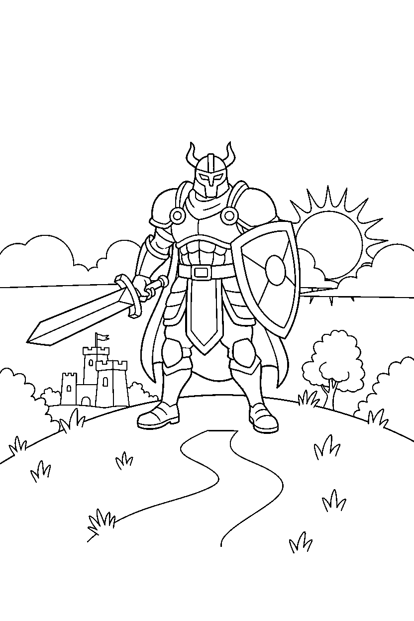 fortnite island guardian ready for adventure on a grassy hill line art