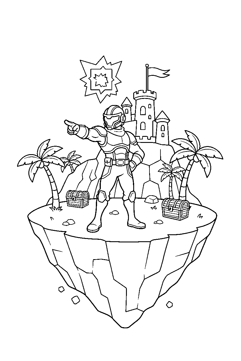 fortnite island hero pointing forward on the battle island line art