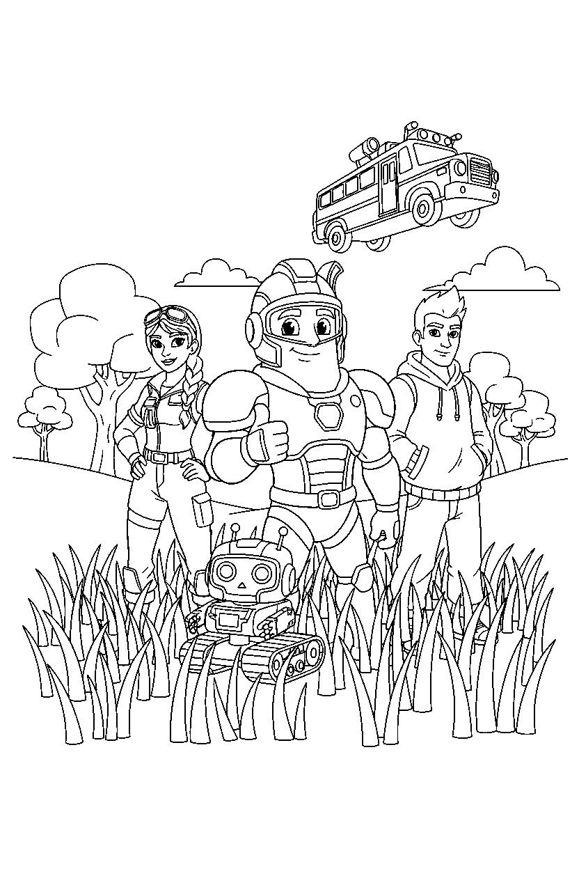 fortnite squad hero giving a thumbs up near tall grass line art