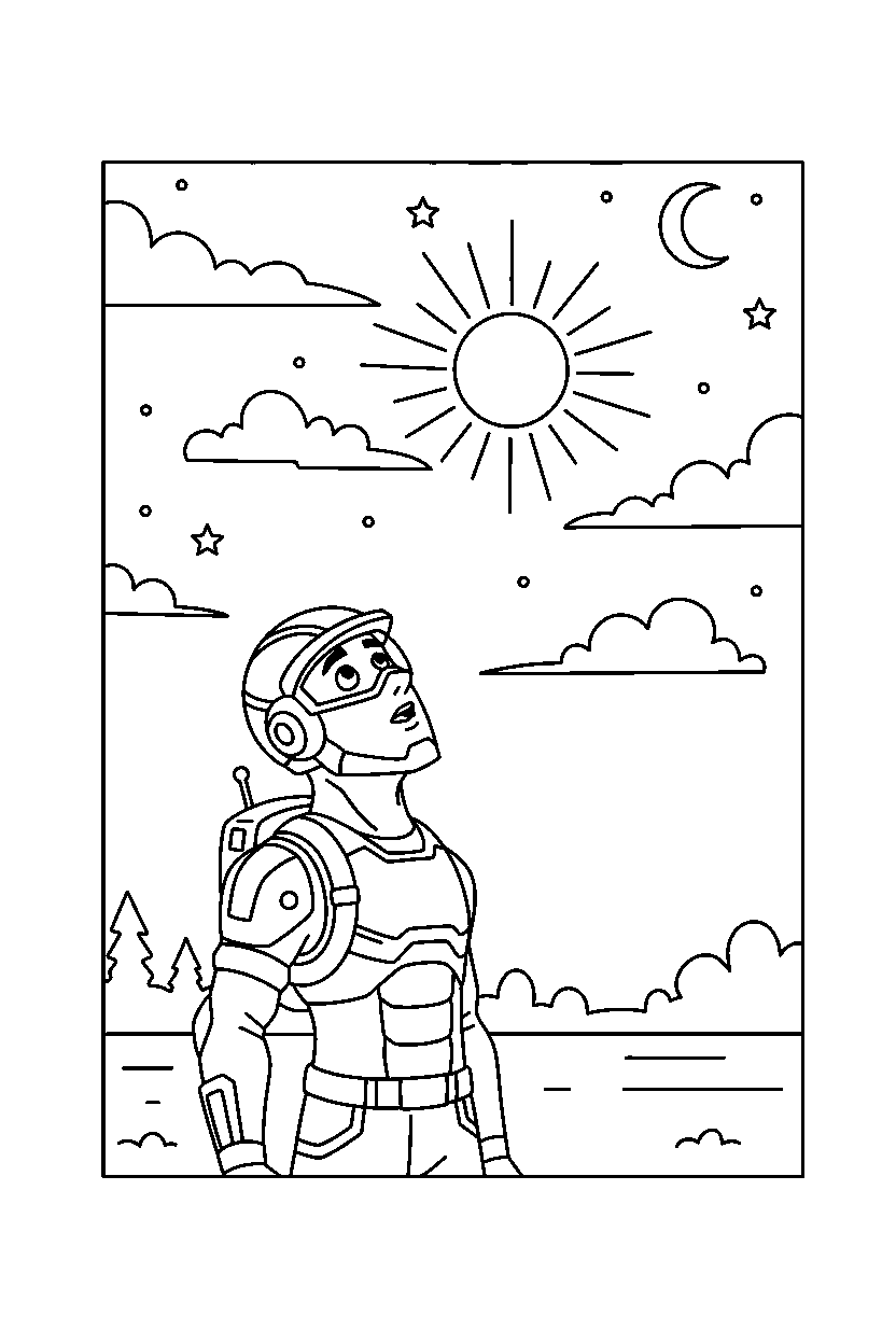 fortnite teammate looking up under a bright sky line art