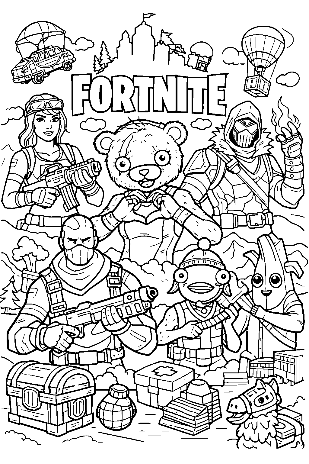 fortnite characters line art