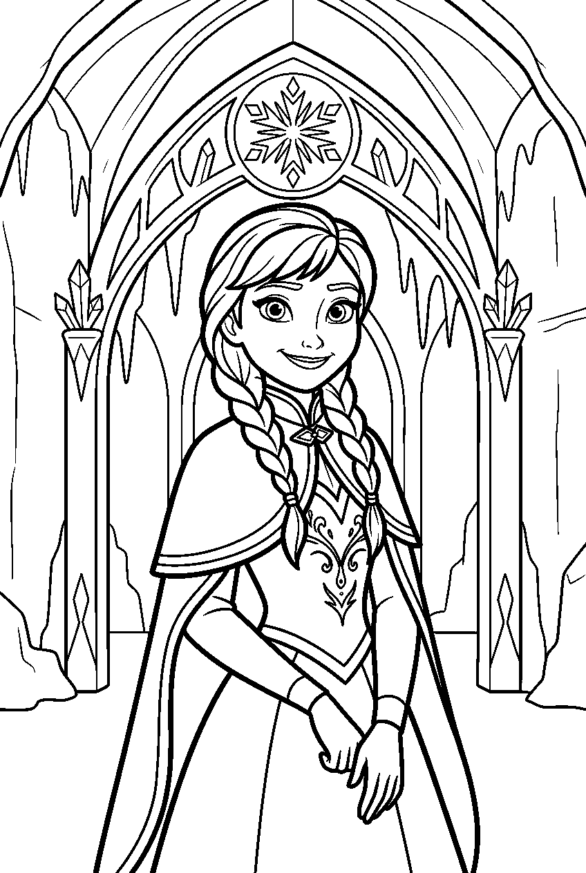 frozen anna in ice palace line art
