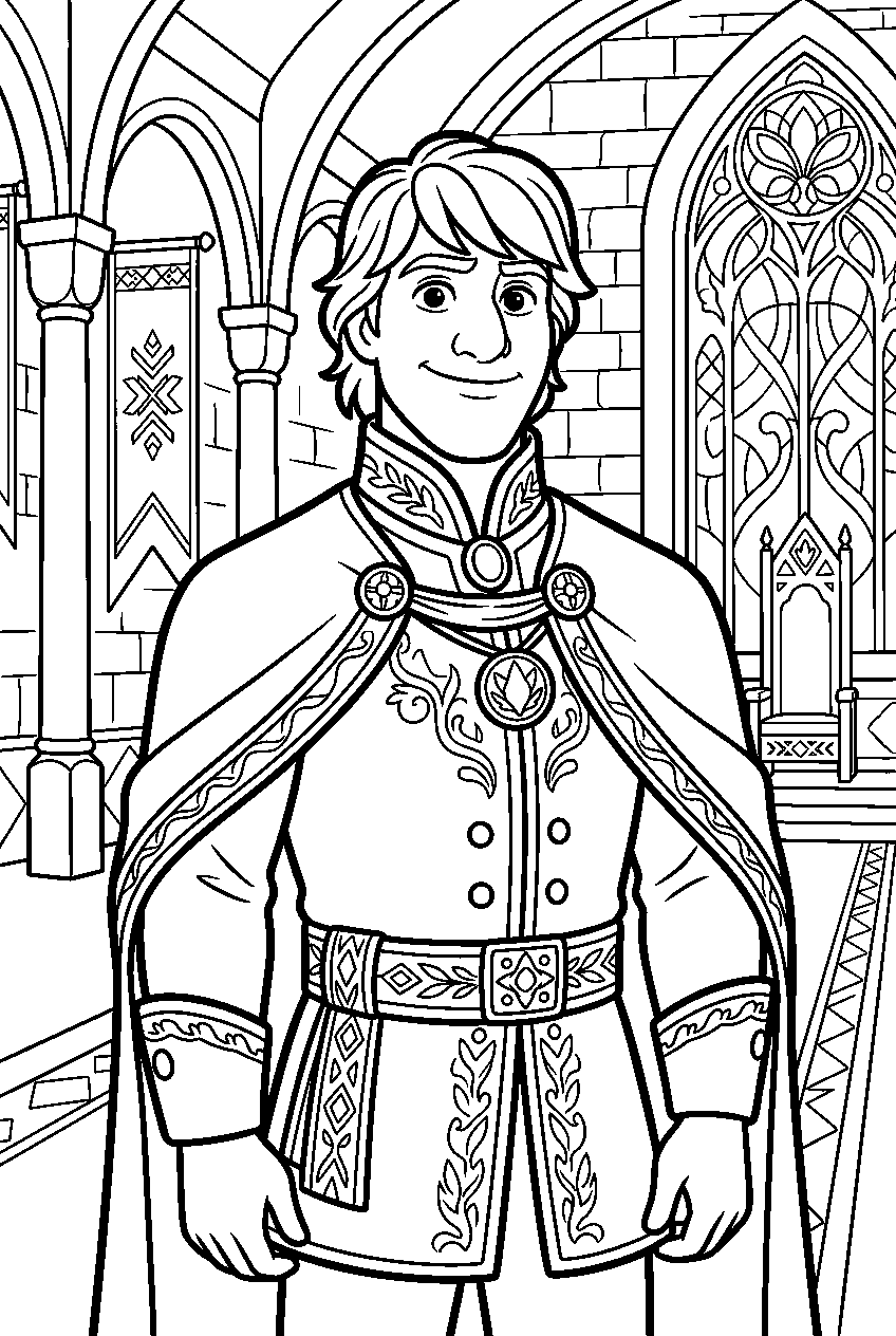 frozen kristoff in coronation hall line art