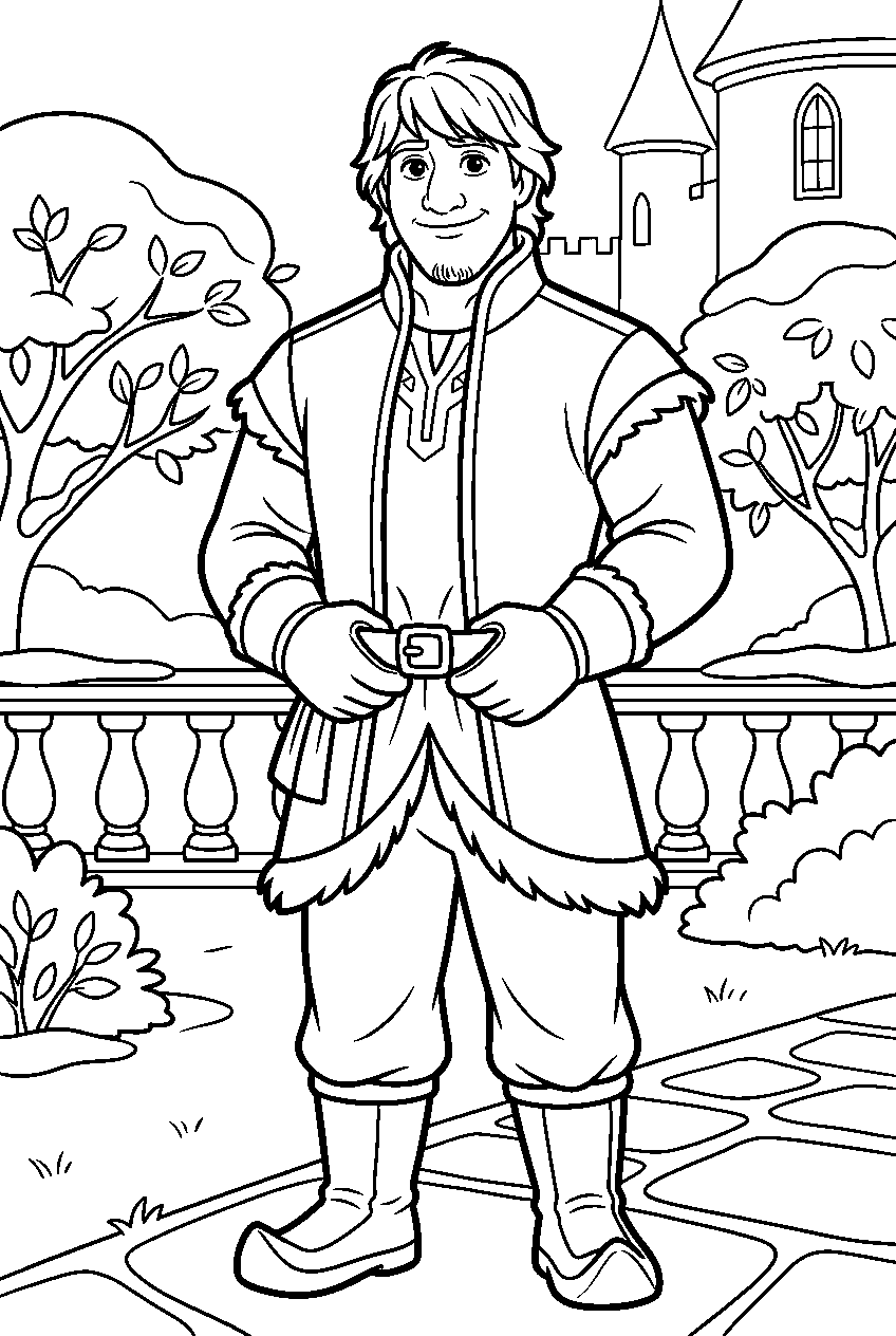 frozen kristoff in palace garden line art