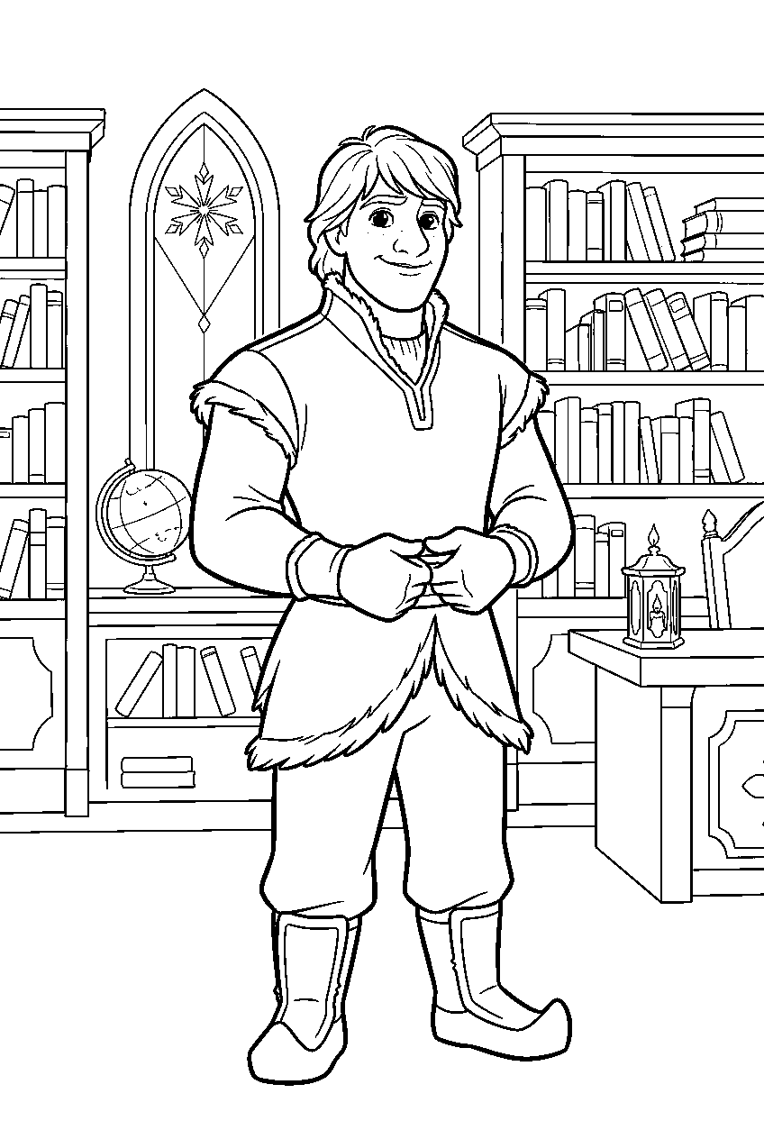 frozen kristoff in royal library line art