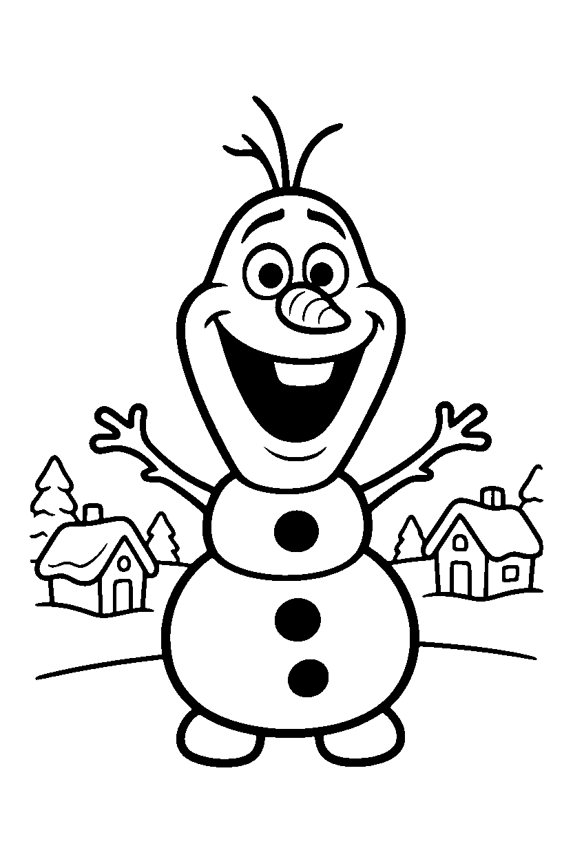frozen olaf in winter village line art