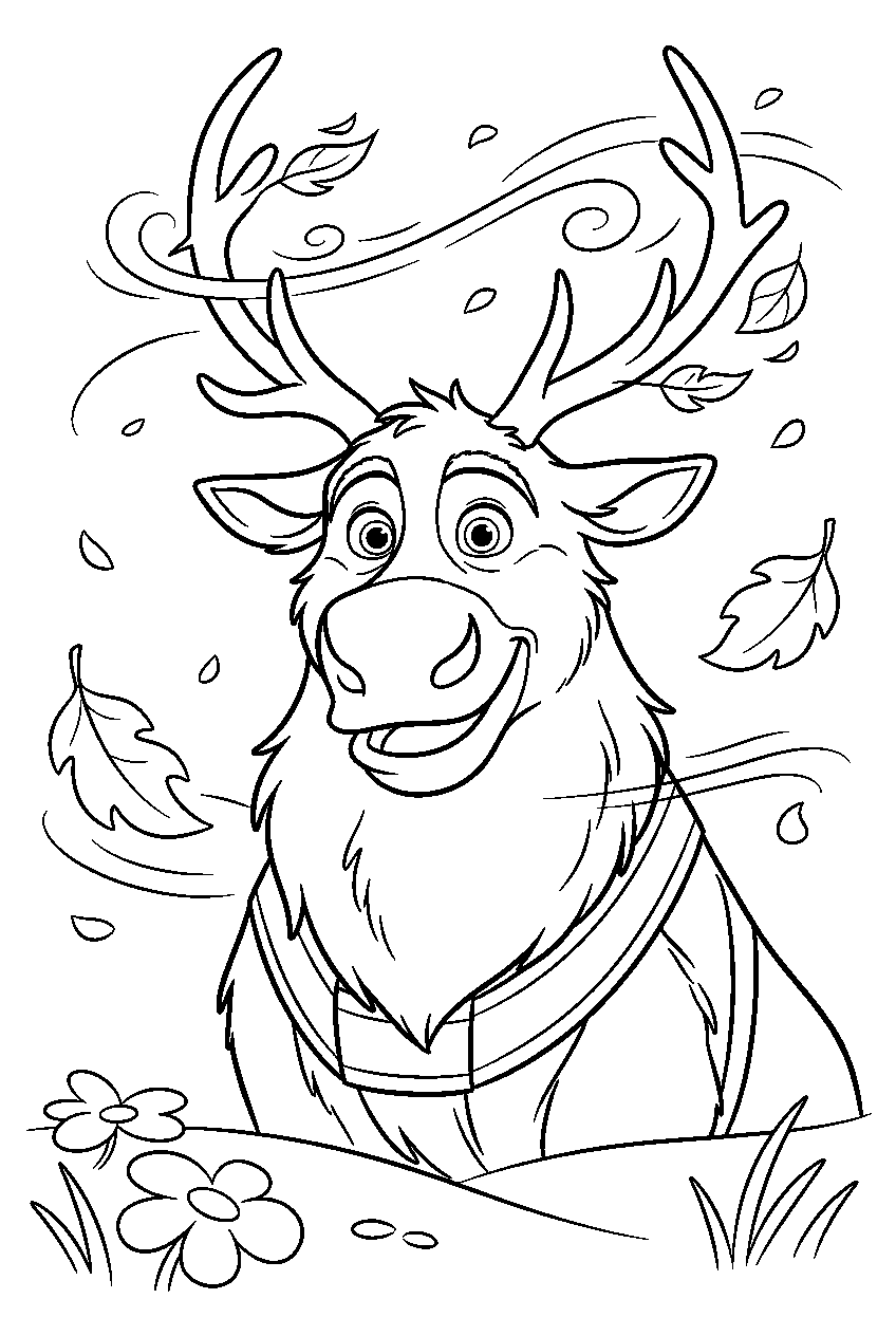 frozen sven in wind spirit meadow line art