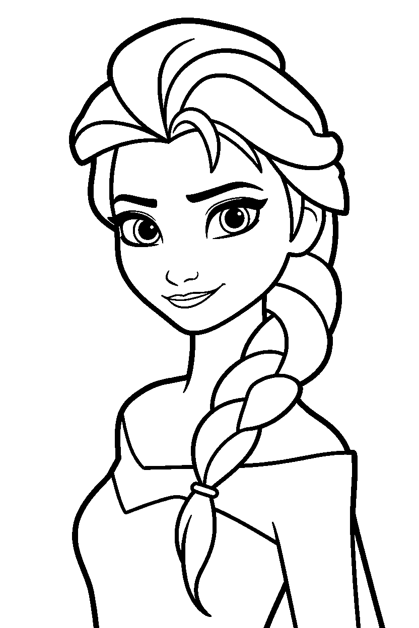 elsa classic side braid portrait coloring