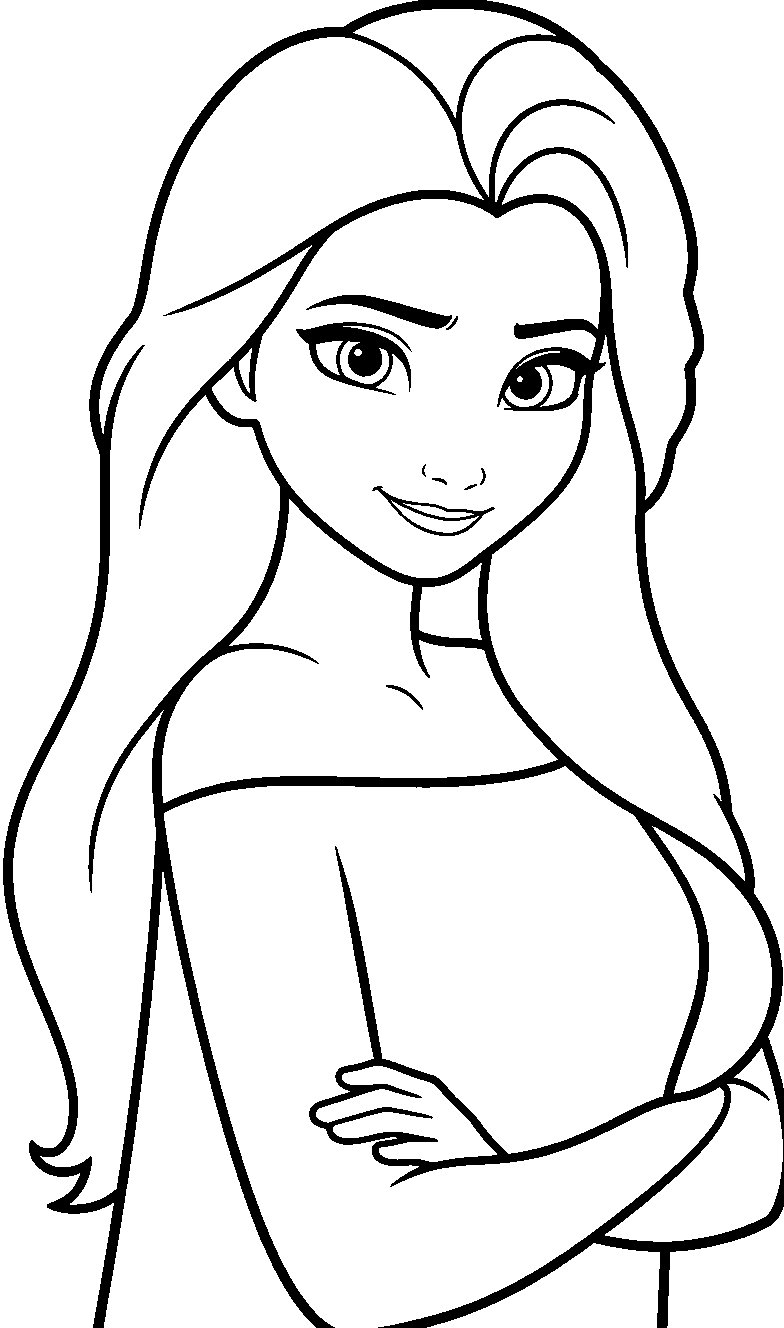 Cute Princess Anna with Braids and Winter Cape Coloring Page