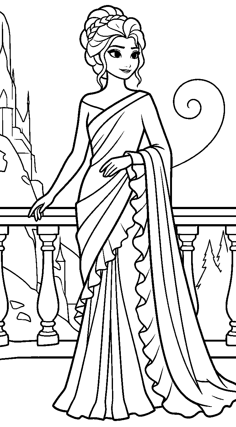 elsa indian saree fashion coloring