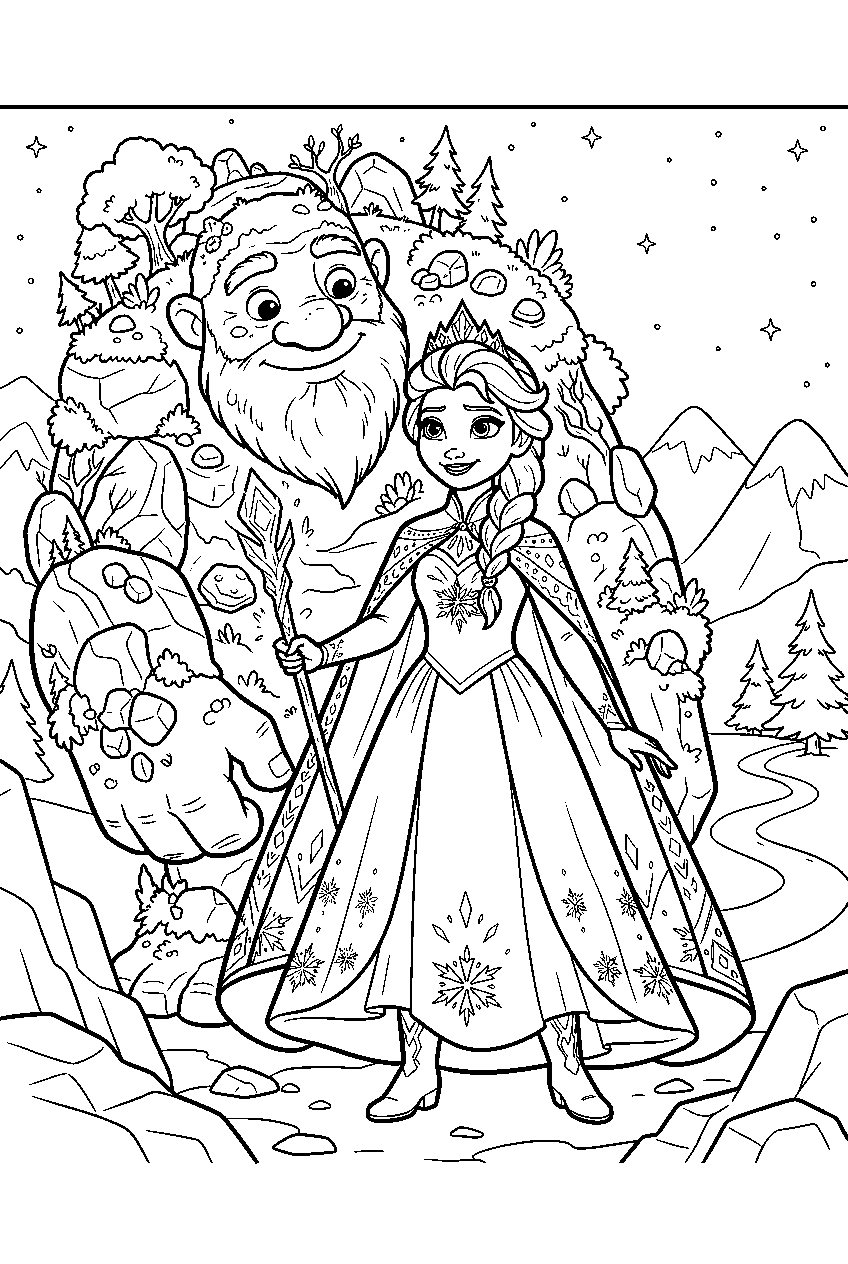 frozen characters in earth giant valley line art