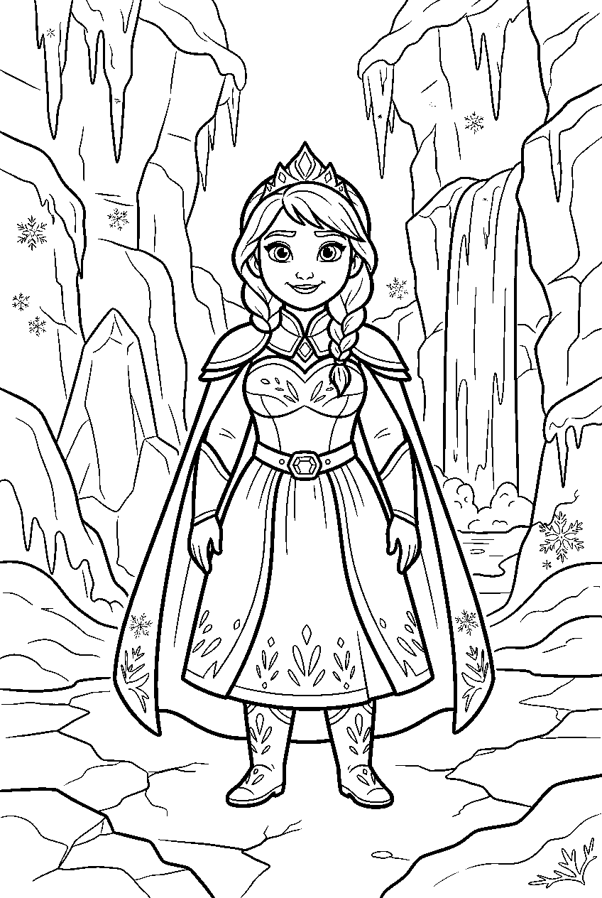 frozen characters in icy canyon line art