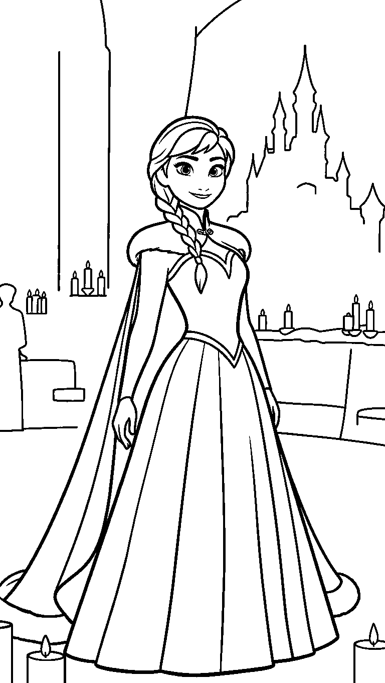 queen anna arendelle palace line art