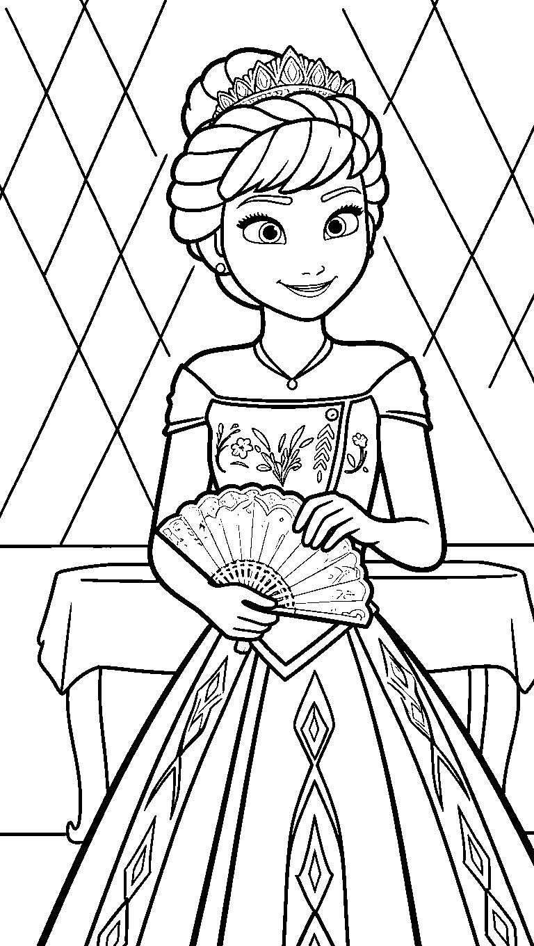 queen anna ballroom fan line art
