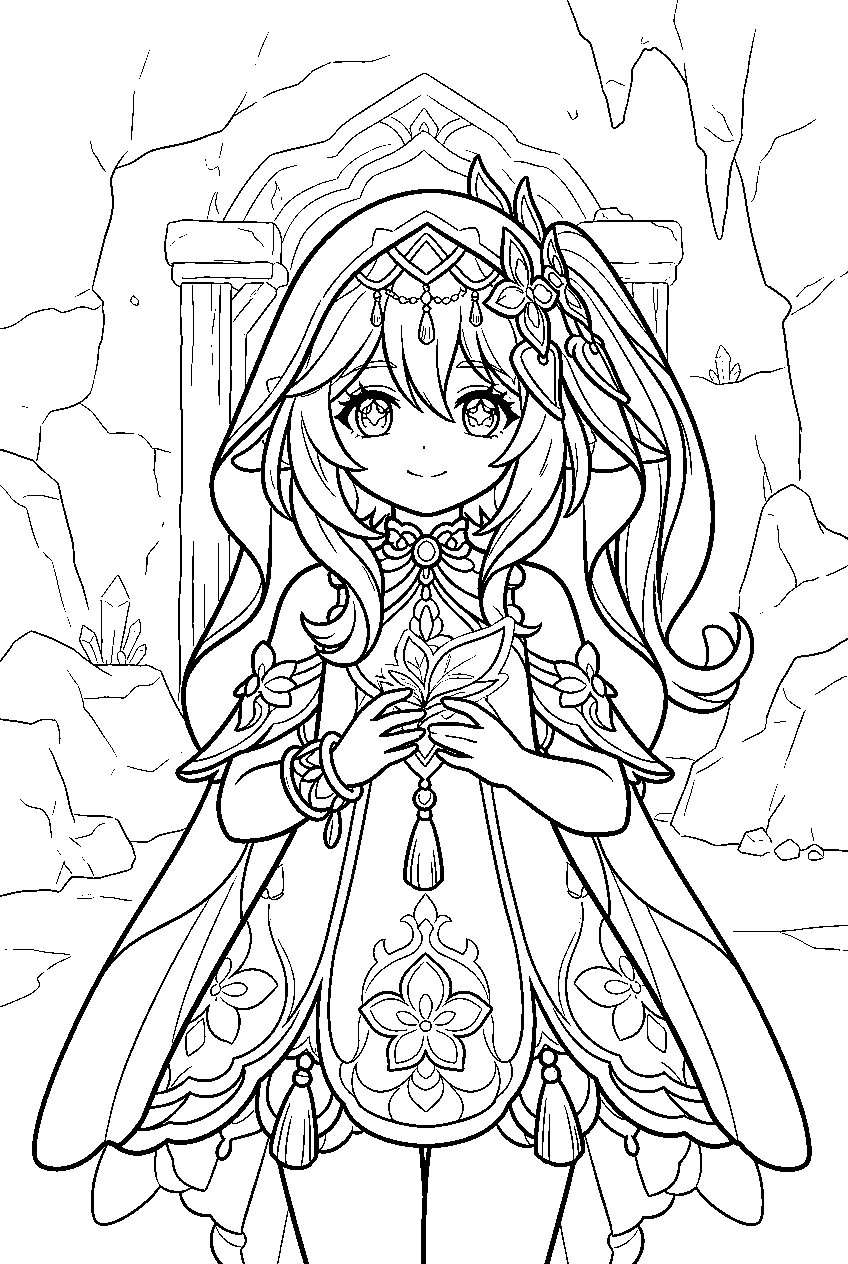genshin impact nahida in underground mines line art
