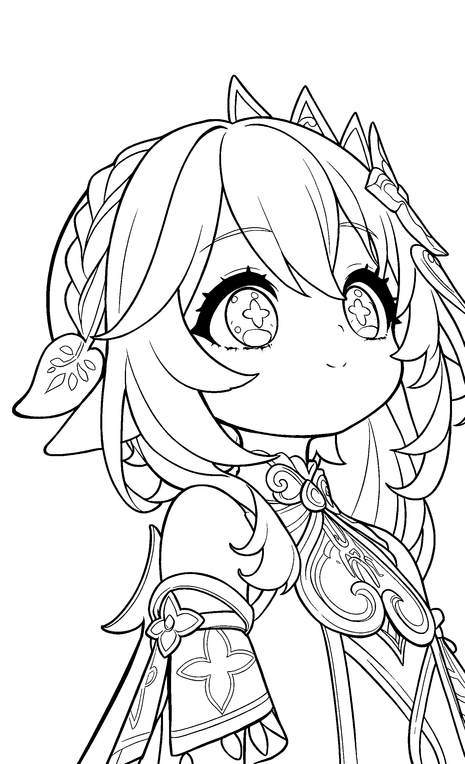 genshin impact nahida profile line art clean anime lineart sheet