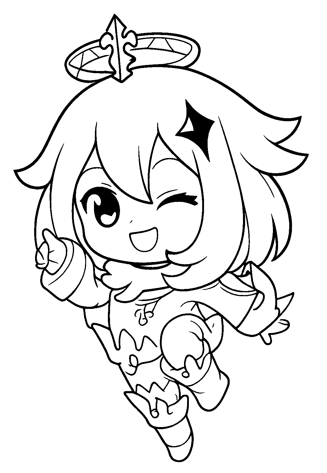 genshin impact paimon happy mascot line art sheet