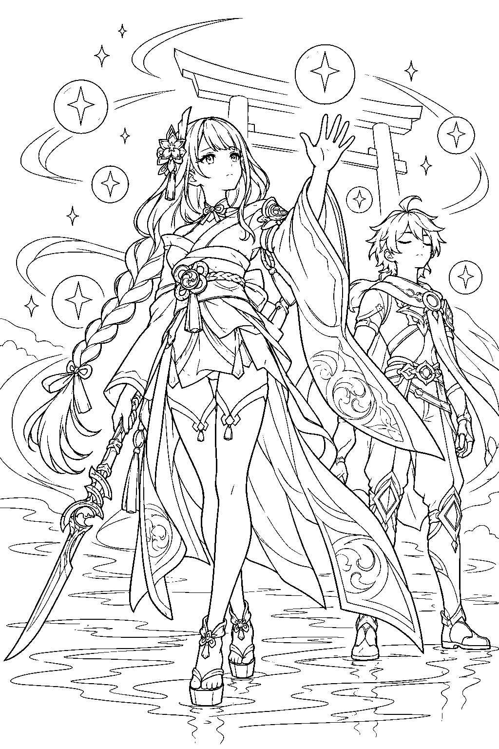 genshin impact raiden shogun witnessing the people s ambitions illuminate the plane of euthymia line art