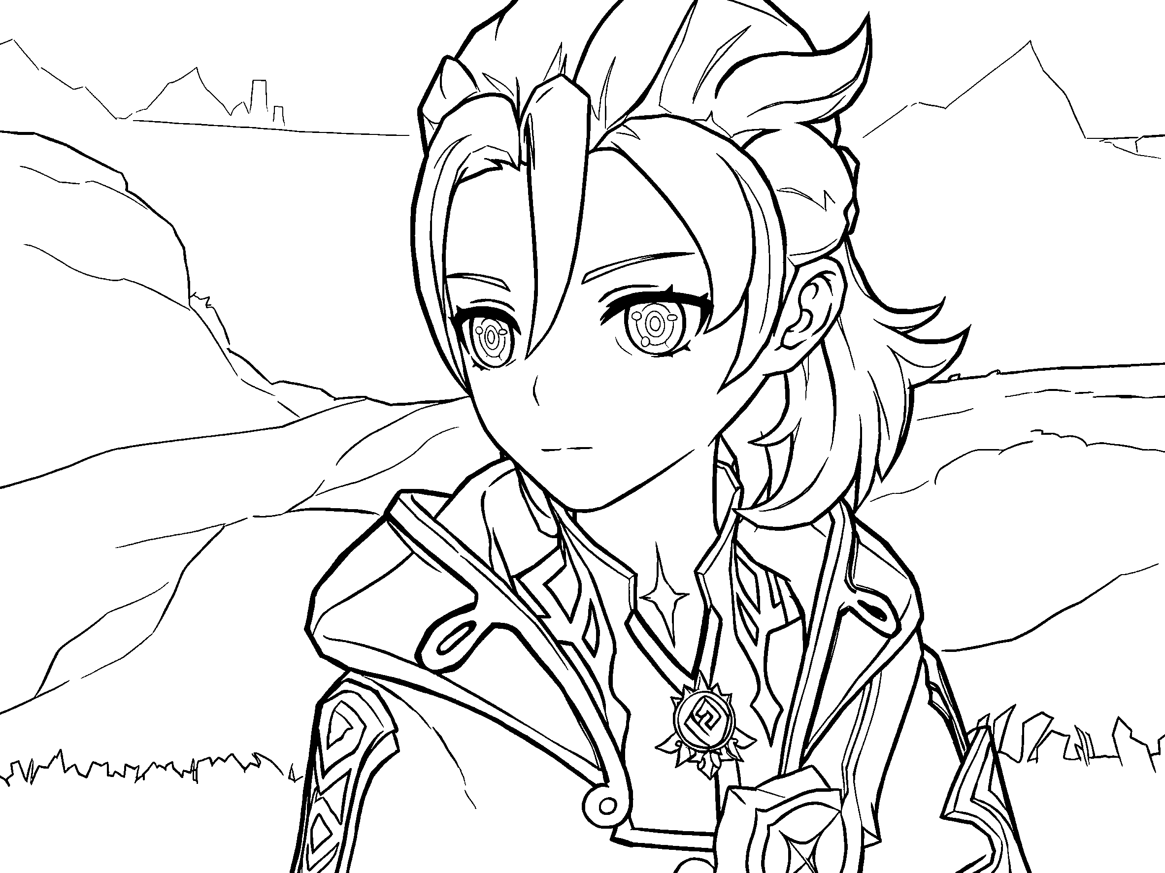 albedo chief alchemist dragonspine coloring sheet genshin impact lineart