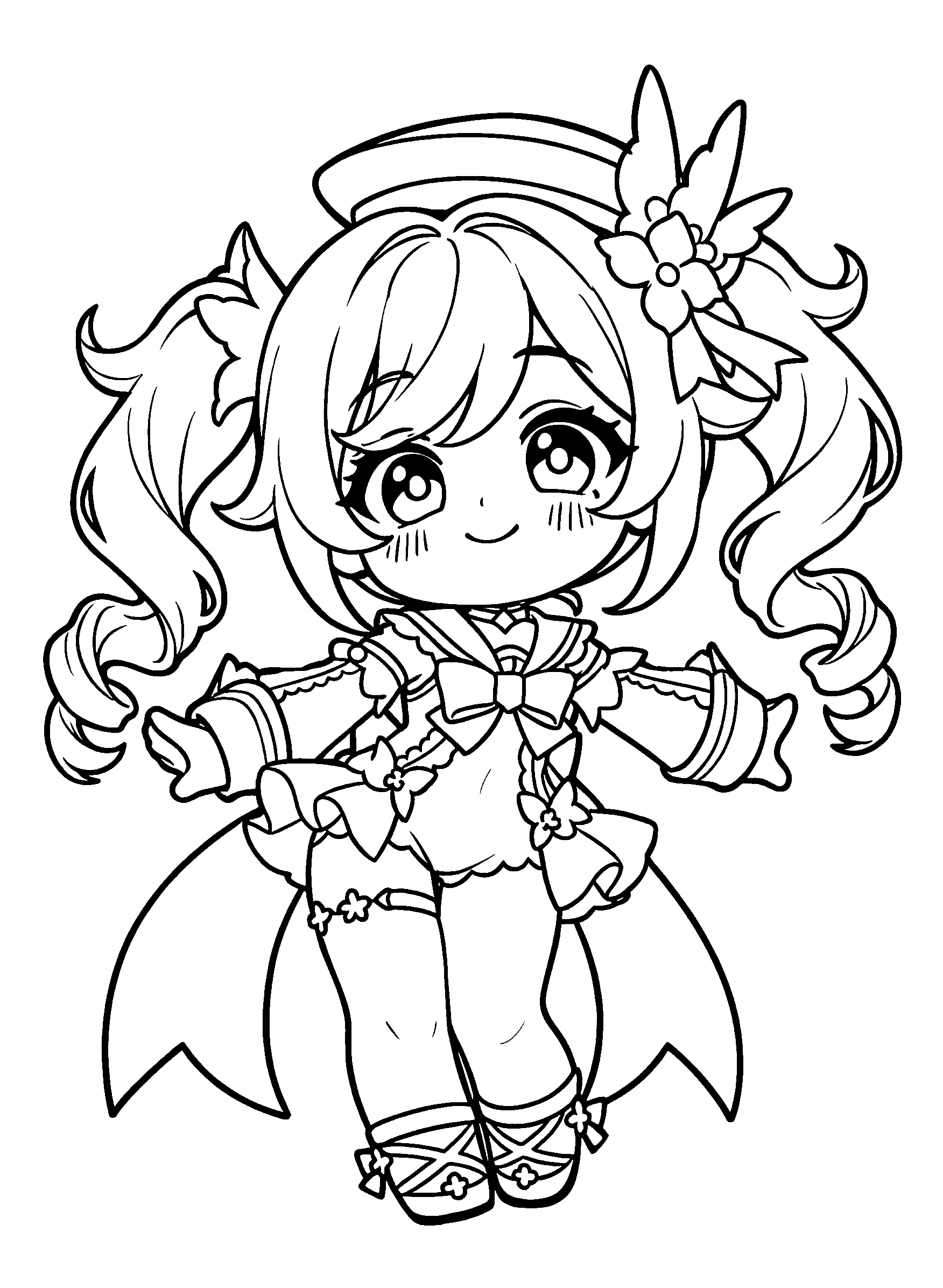 chibi barbara sailor outfit genshin impact cute line art