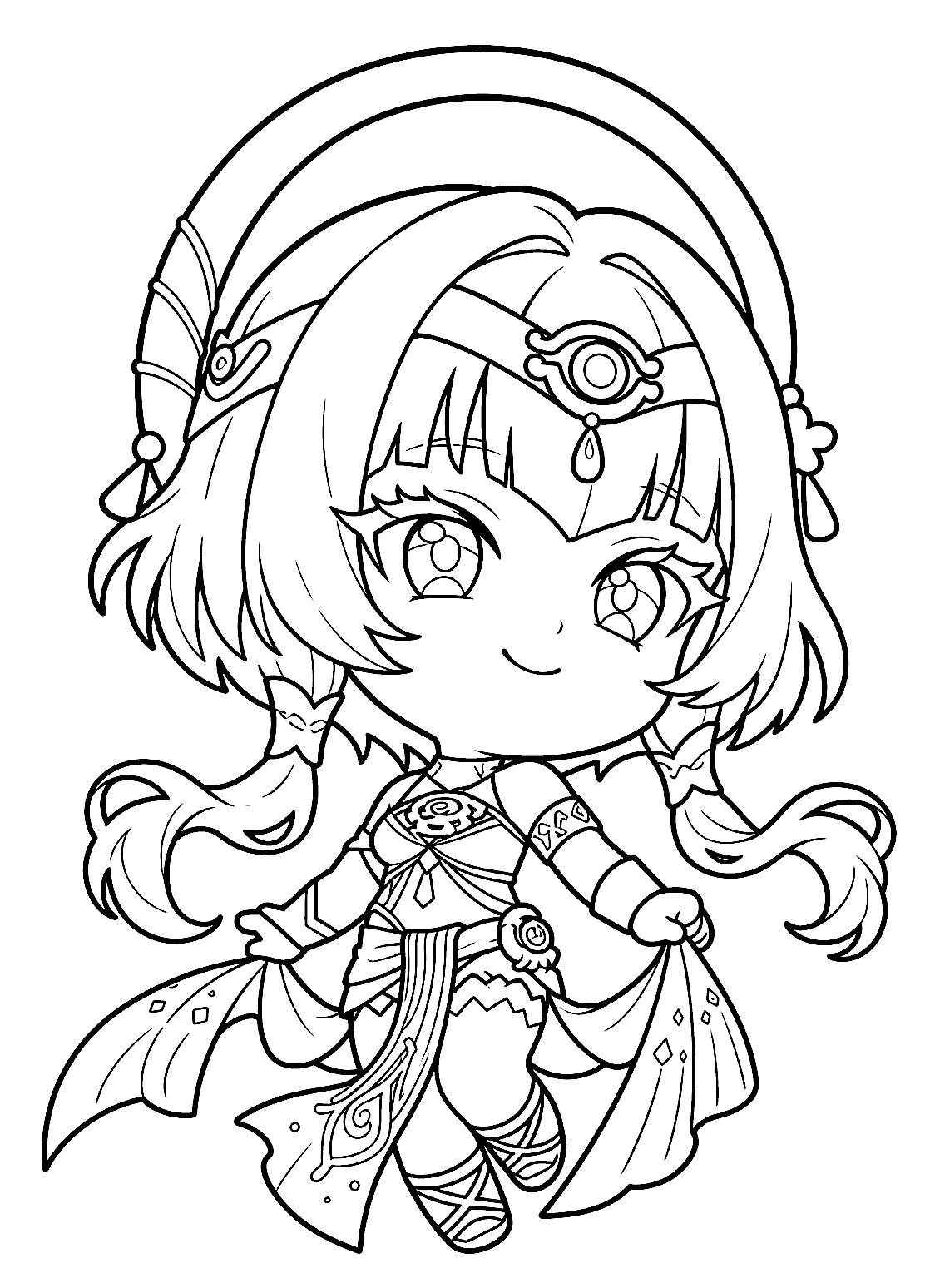 chibi candace desert sheet genshin impact anime line art
