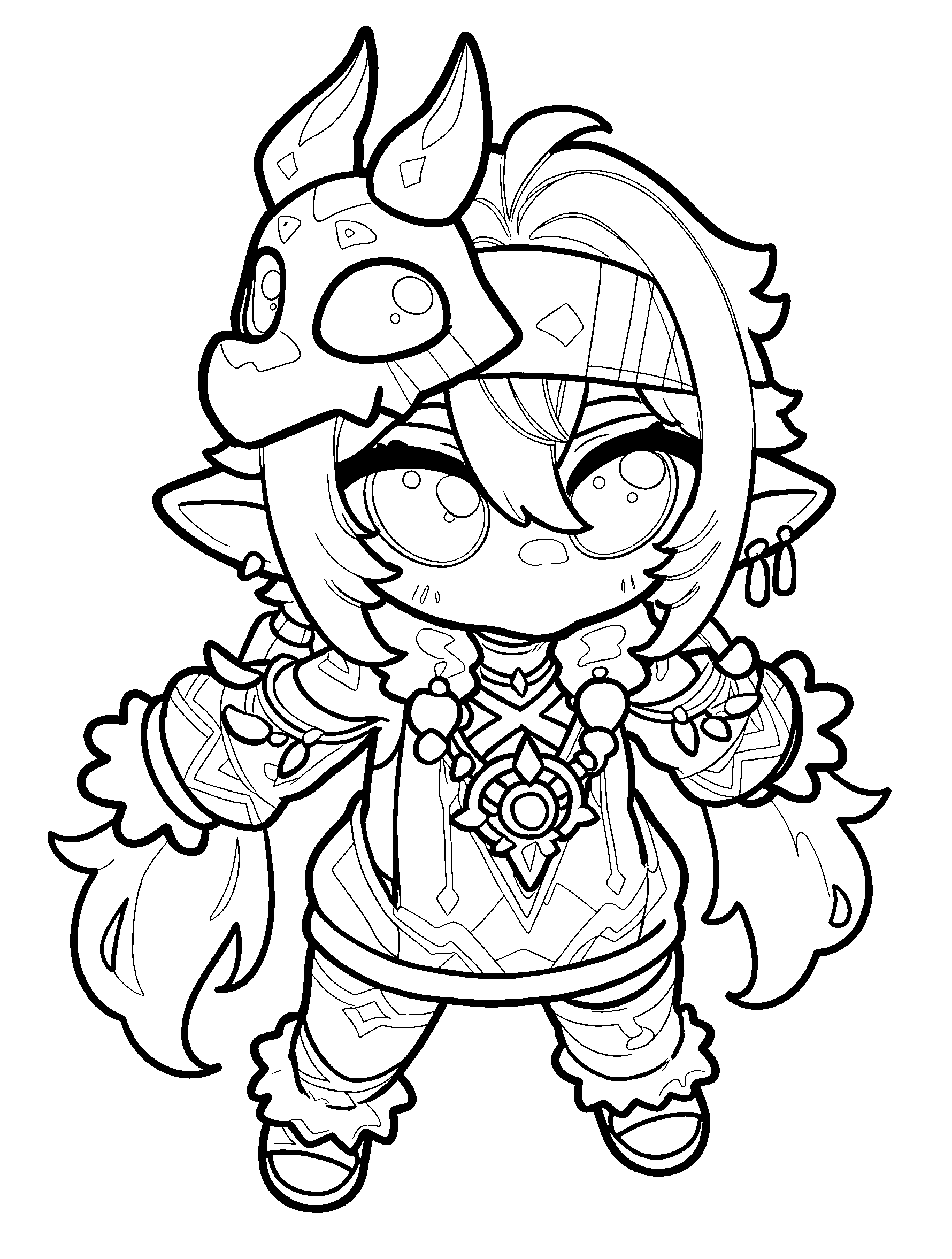chibi iansan spark page genshin impact cute coloring sheet