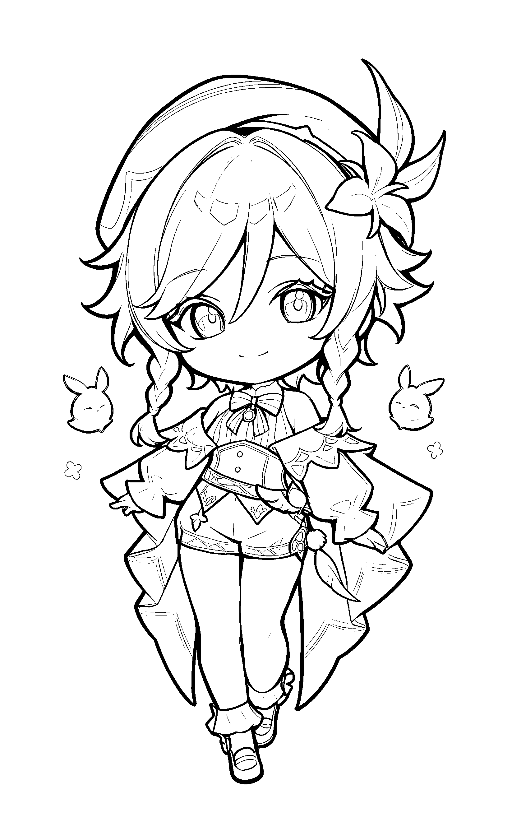 chibi venti anemo spirit genshin impact cute line art