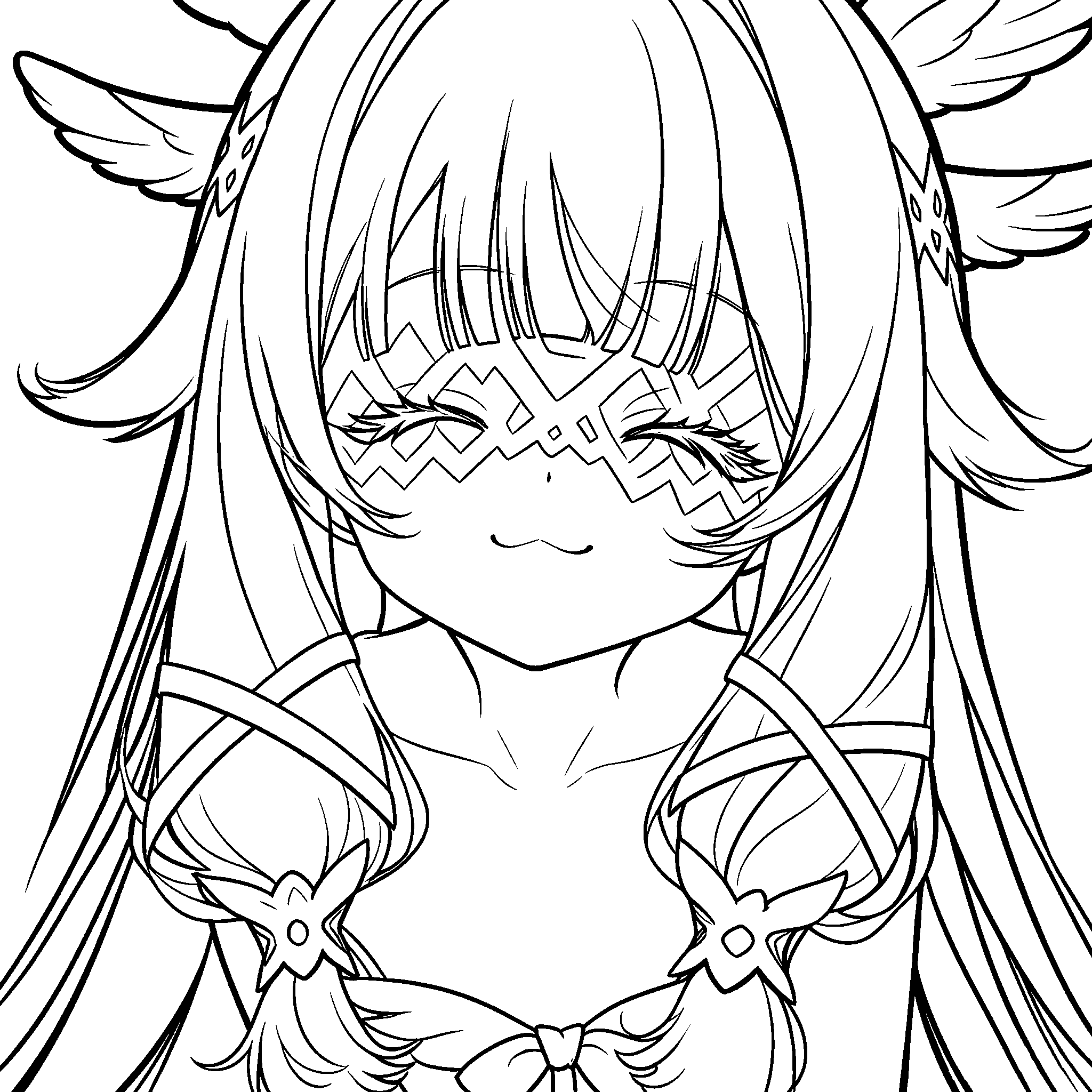 columbina close up portrait genshin impact anime line art