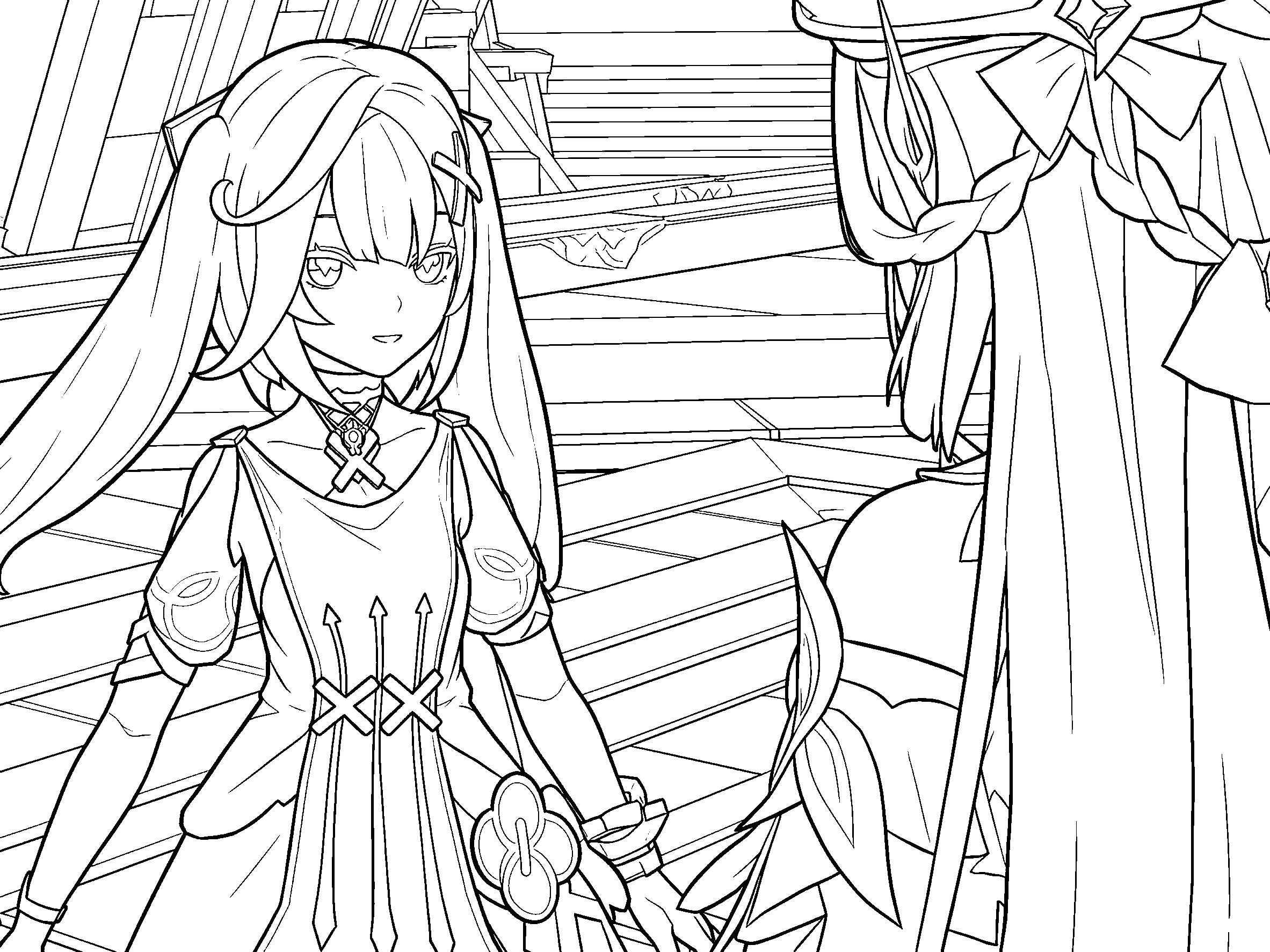 faruzan sumeru academy scholar lineart genshin impact page