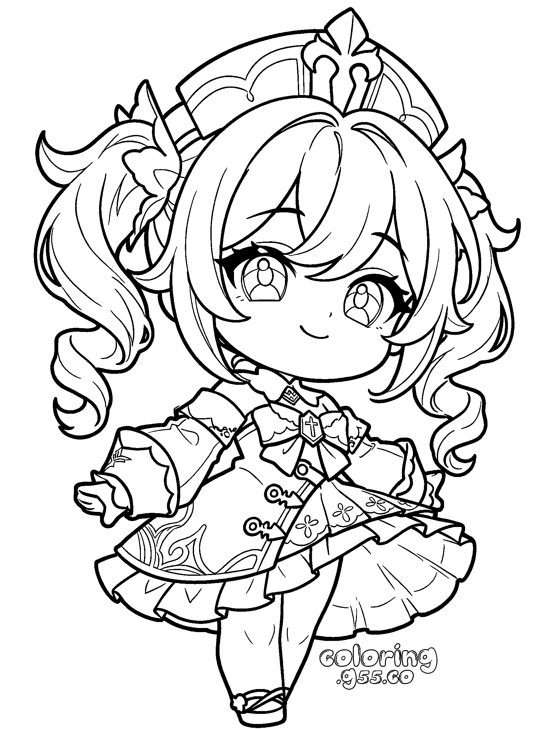 chibi barbara idol cute genshin impact anime line art