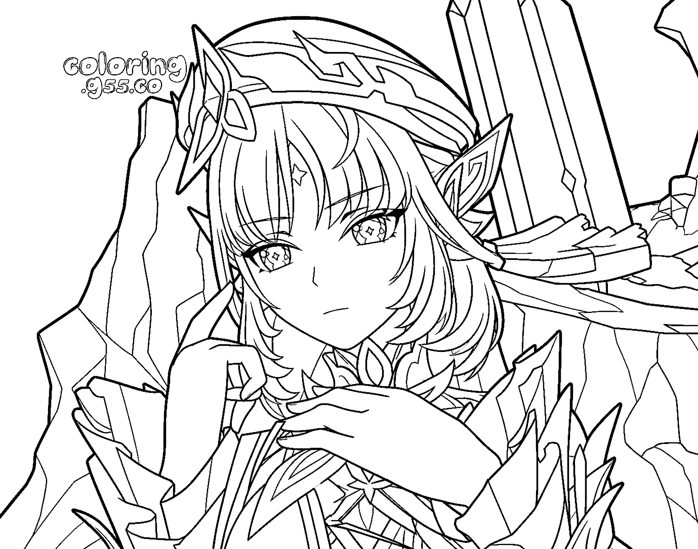 nicole hexenzirkel witch portrait genshin impact anime line art