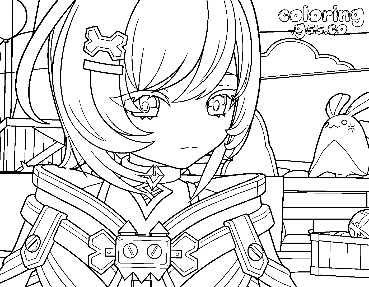 prune melusine close up genshin impact anime line art