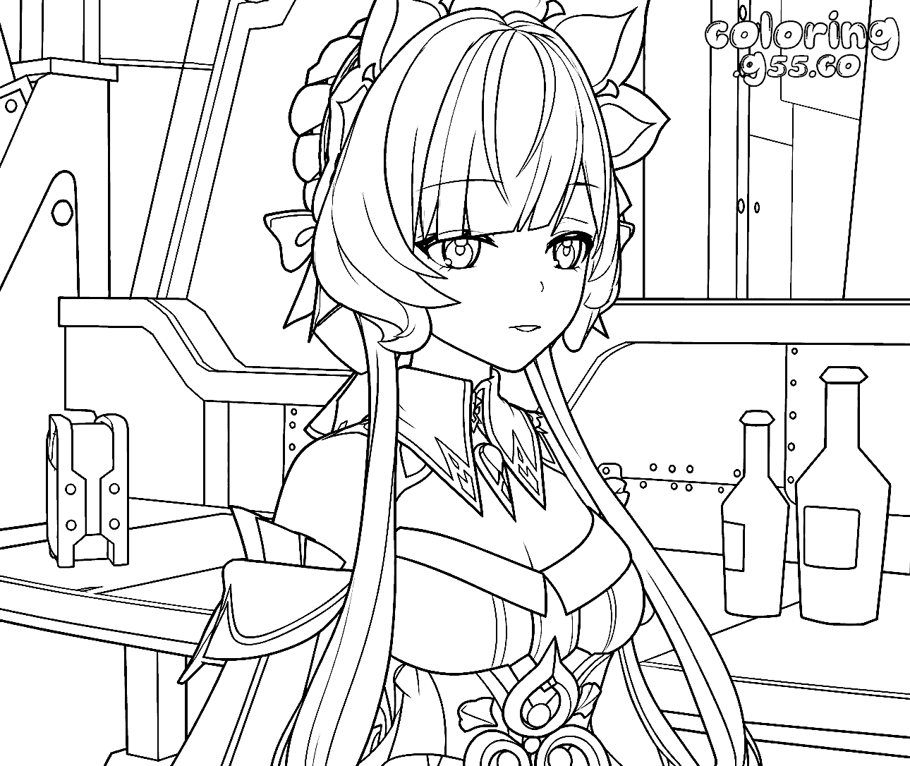 sandrone marionette workshop close up genshin impact anime line art