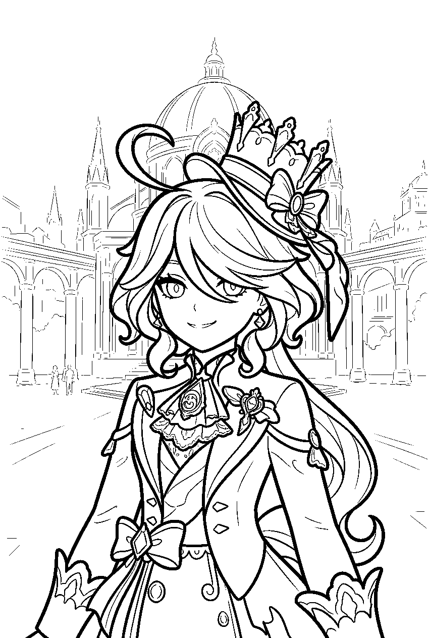 genshin impact characters in court of fontaine line art