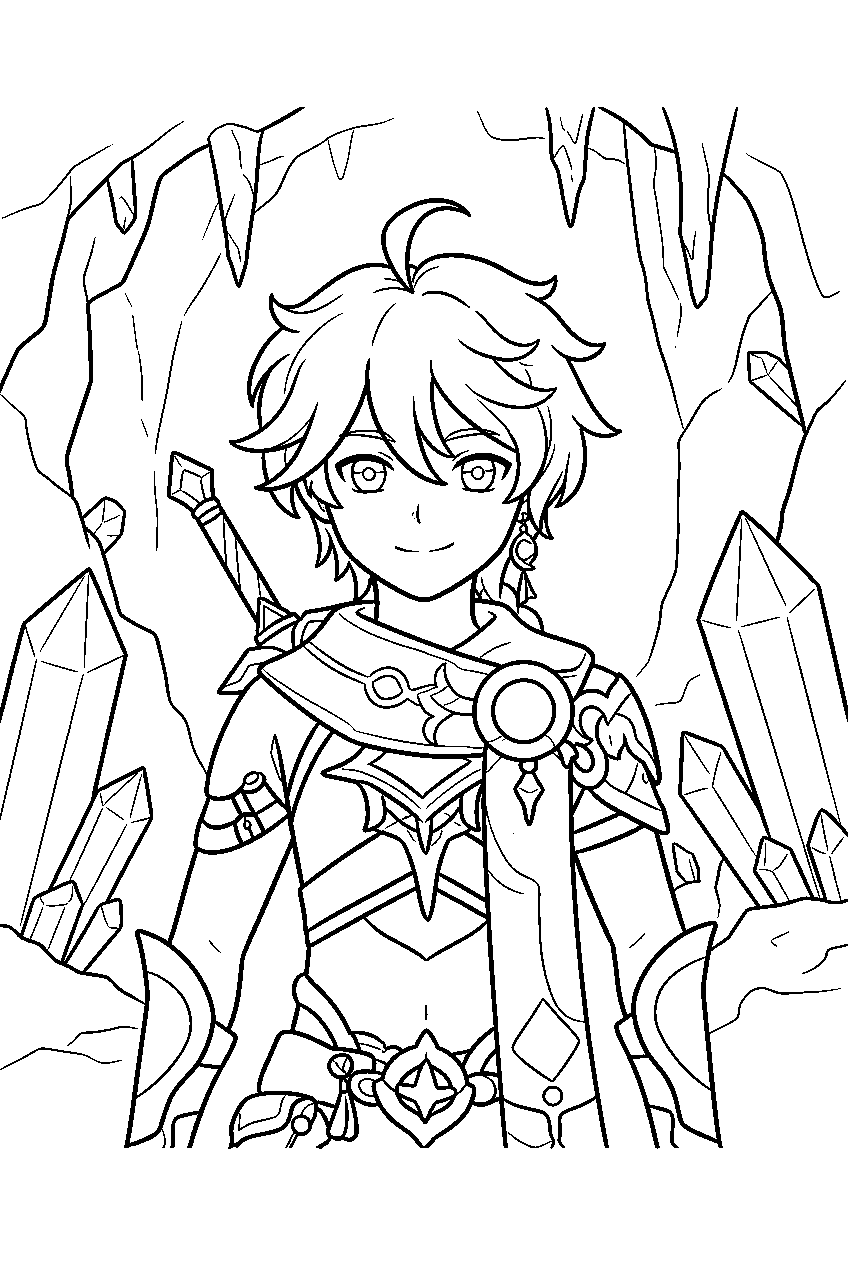 genshin impact characters in crystal cave line art