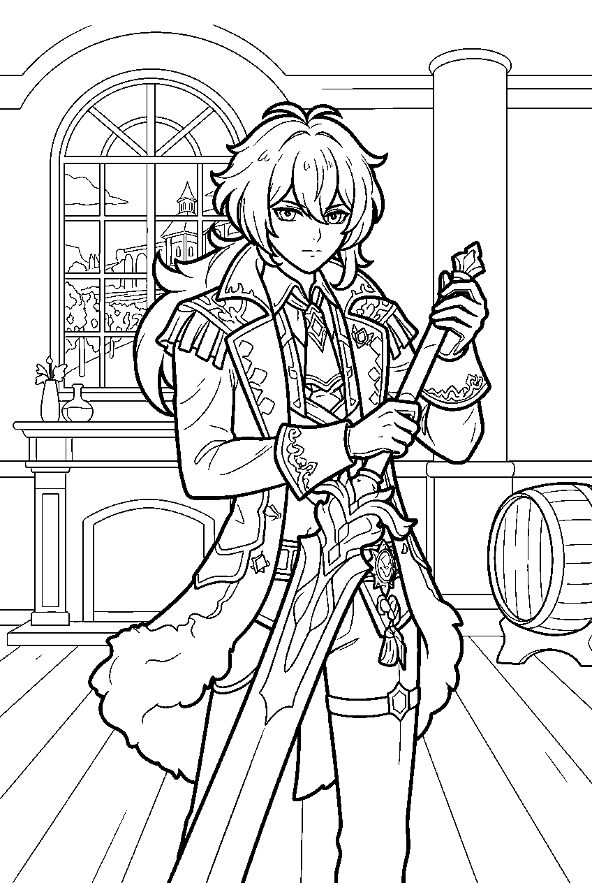 genshin impact characters in dawn winery line art